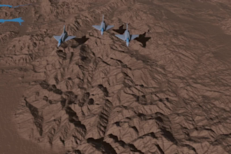 create 3d animated military map with real topography