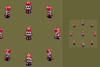 do topdown  isometric pixel art character,  sprite sheet animation, game assets