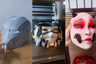 3d print and paint cosplay mask, 3d helmet, oni mask, hannaya mask, mecha helmet
