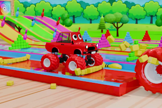 create professional kids 3d car animation videos