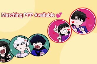 draw cute custom anime pfp and matching icons