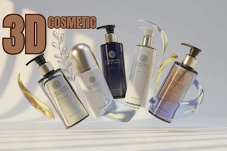 create realistic 3d cosmetic and skincare product animation videos