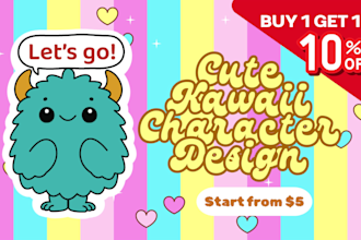 design cute kawaii animal emoticons, stickers, mascots
