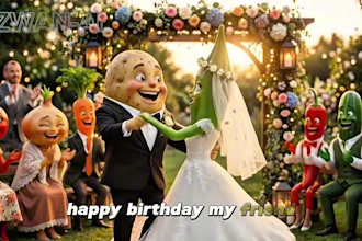 create funny ai animated birthday, wedding and anniversary greeting video