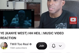 do music video or song reaction on my 156k plus subscribers youtube