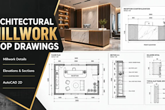 draft architectural millwork shop drawings for fabrication and installation