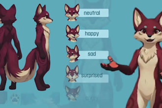 create 3d furry character model for vtuber, vroid and vrm with full 3d rigging,