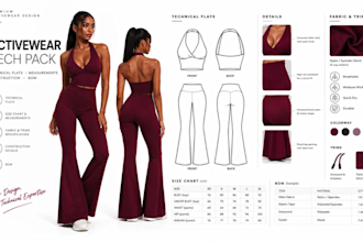 activewear fashion tech pack designer clothing tech pack fitness wear sportswear