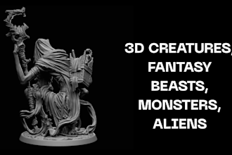 create 3d scifi, fantasy, mythological, horror creature, alien, beast, dragon
