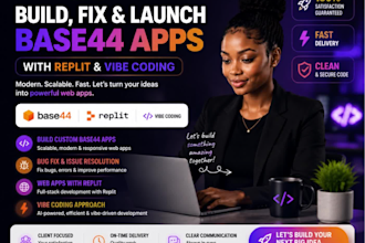build base44 app, base 44 expert, base44 bug fix, base44 web app, replit ai