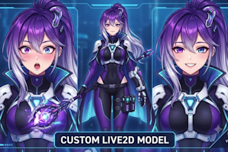 design custom male or female 2d vtuber model rig live2d vtuber furry anime style