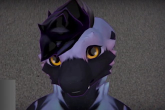 custom 3d furry vrchat avatar with full body tracking pc quest compatible model
