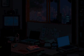create 2d retro 8bit 16bit pixel art looping lofi animation, animated gif