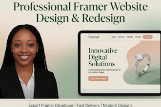 design or redesign modern framer, webflow website, do figma to framer, fix bug