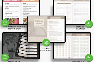 design fillable wokbook health and fitness planner wellness worksheet checklist
