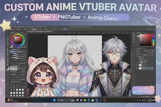 create a custom anime vtuber avatar character art pngtuber illustration