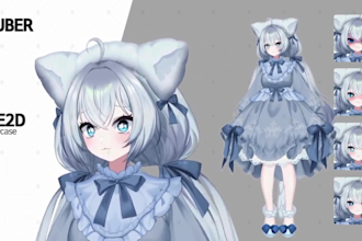 do live2d 3d vtuber character face rig vrchat vriod model, furry avatar vrm