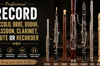 record piccolo, oboe, duduk, bassoon, clarinet, flute or recorder for your track