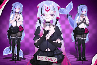 design a custom anime vtuber avater with advanced live2d modeling and rigging