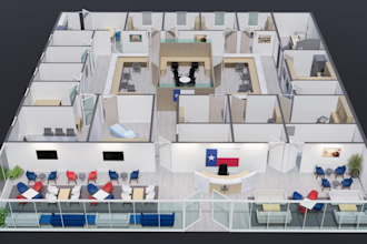 design realistic 3d floor plans for offices, clinics and spa