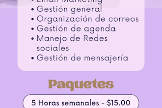 seré tu asistente virtual experta en marketing digital y tareas administrativas