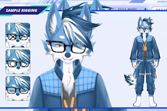 design a furry vtuber model and rigging for live2d streaming