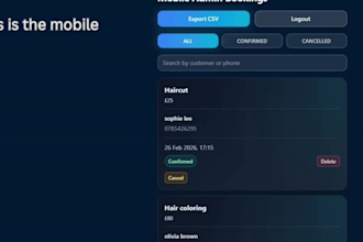 create a salon booking website for hair nail lash or beauty business