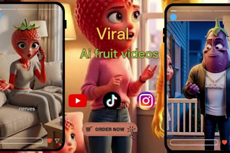 create viral ai fruit video, food animation for tiktok, youtube short