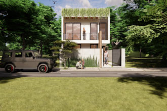 do exterior 3d design in sketchup and realistic 3d rendering