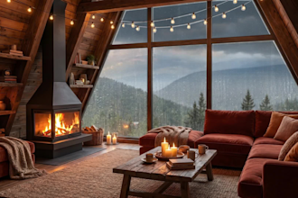 create cozy rain and snow video with natural sound, relaxing ambient video