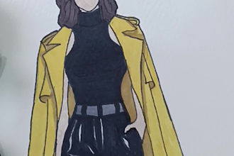 hand drawn fashion illustration , sketch , model in 24hr