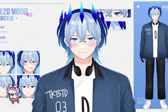 draw male v tuber character design, personalized live2d model for brand identity