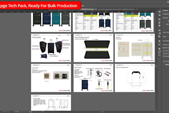 design soft luggage and bag tech pack for factory production