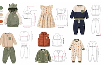 create kids wear tech pack clothing seamless pattern design for kids fashion