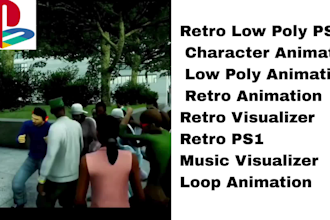 create retro low poly ps1 n64 y2k style music visualizer or album video