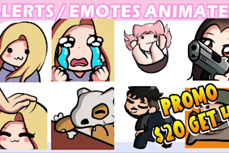 animate custom twitch emotes, cheermotes, alerts