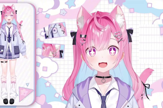 design and rig live2d vtuber model, 2d vtuber rigging, live2d anime style