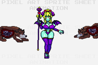 make 2d sprite sheet nsfw pixel art animation rpg character for video games
