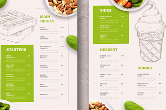 design a luxury restaurant menu, digital menu board and qr menu for your cafe