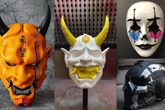 sculpt custom 3d mask, 3d helmet cosplay model 3d print and paint custom mask