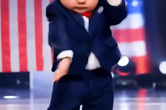 do viral ai dancing baby video, talking baby podcast, ai newscasting