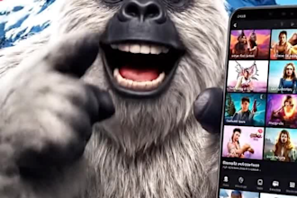create yeti vlog ,ai ugc, vlog video, yeti logo,