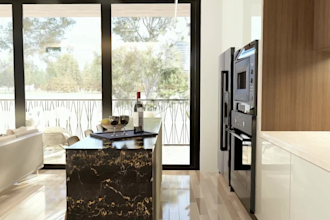 3d living room design, kitchen interior rendering, dining, bedroom design