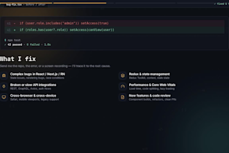 develop, debug and fix bugs in react js and next js apps