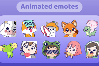 create cute animated emotes and stickers in flat chibi style