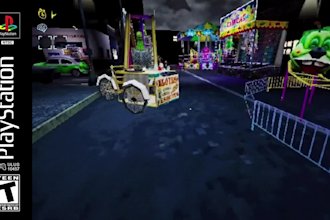 create retro ps1 ps2 psx 3d animation for game, music visualizer, loop