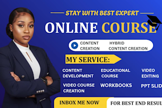do online course video editing, elearning videos, workbooks, and ppt slides