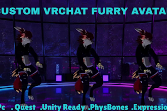 create and customize custom vrchat furry avatar for PC and quest