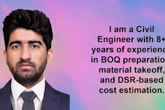 prepare boq, cost estimation and check ra bills as per dsr rates