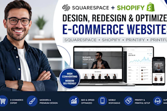 design redesign optimize squarespace shopify printify ecommerce website